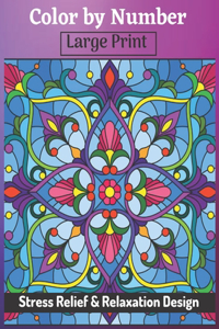 Color by Number Large Print Stress Relief & Relaxation Design