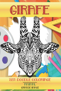 Zen Doodle Coloriage - Grande image - Animal - Girafe
