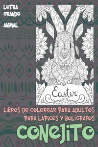 Libros de colorear para adultos para lápices y bolígrafos - Letra grande - Animal - Conejito
