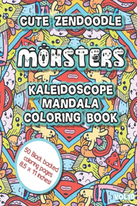 Cute Zen doodle Monsters Kaleidoscope Mandala Coloring Book Vol10