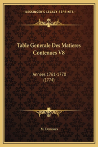 Table Generale Des Matieres Contenues V8
