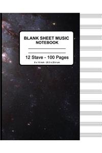 Blank Sheet Music Notebook - Stars In Space