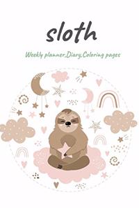 Sloth, Weekly planner, Diary, Coloring pages