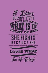 A Soldier Doesn't Fight Because She Hates What is in Front of Her She Fights Because She Loves What She Left Behind