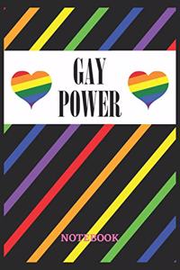 GAY POWER Notebook: 6x9 inches - 110 ruled, lined pages - Greatest LGBTQ Rainbow Hearts Journal - Gift, Present Idea