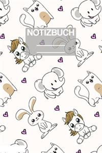 Notizbuch A5 Muster Zeichnung Baby Elefant Einhorn Hase Suess Niedlich Kind Kinder