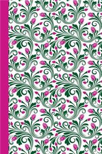 Sketchbook: Flowers and Buds (Pink and Green) 6x9 - Blank Journal with No Lines - Journal Notebook with Unlined Pages for Drawing and Writing on Blank Paper