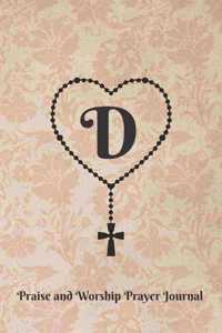 Letter D Personalized Monogram Praise and Worship Prayer Journal - Rosary Cross