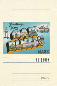 Vintage Lined Notebook Greetings from Oak Bluffs, Mass.