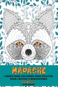 Libros para colorear para adultos para lápices y marcadores - Letra grande - Animales - Mapache