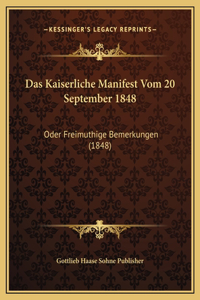 Das Kaiserliche Manifest Vom 20 September 1848