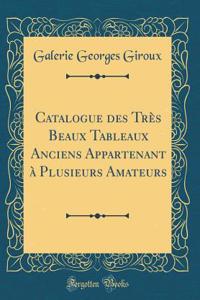Catalogue Des TrÃ¨s Beaux Tableaux Anciens Appartenant Ã? Plusieurs Amateurs (Classic Reprint)