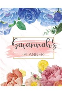 Savannah's Planner: Monthly Planner 3 Years January - December 2020-2022 - Monthly View - Calendar Views Floral Cover - Sunday start