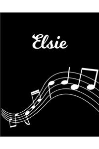 Elsie: Sheet Music Note Manuscript Notebook Paper - Personalized Custom First Name Initial E - Musician Composer Instrument Composition Book - 12 Staves a 