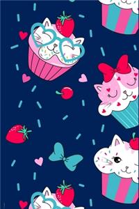Super Cute Kawaii Strawberry Cupcake Kitty Cats Notebook