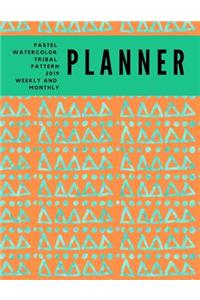 Pastel Watercolor Tribal Pattern 2019 Weekly and Monthly Planner