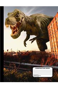 Dinosaur Attacks and Fighter Jets Defend Composition Notebook Dot Grid Paper - 200 Pages / 100 Sheets, 8-1/2