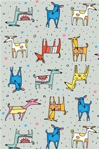 Journal Notebook For Dog Lovers, Happy Dogs Pattern 10