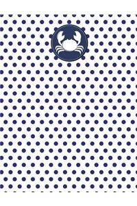 Crab Nautical Navy Polka Dot Notebook - College Ruled