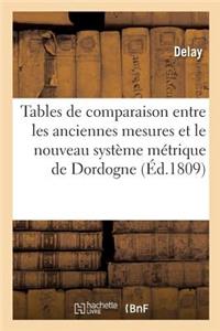 Tables de Comparaison Entre Les Anciennes Mesures Du Département de la Dordogne