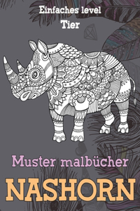 Muster Malbücher - Einfaches Level - Tier - Nashorn