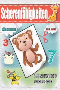 Färben & Scherenfertigkeiten Vorschularbeitsbuch für Kinder Alter 3-5