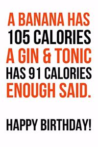 A Banana Has 105 Calories, A Gin & Tonic Has 91 Calories, Enough Said