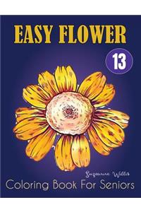 Easy Flower Coloring Book for Seniors