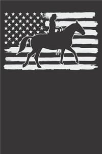 Notebook: Horse Rider 4th Of July USA Flag Dot Grid 6x9 120 Pages Journal