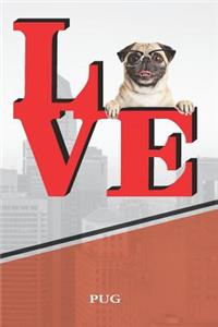 Pug W Glasses: Dog Love Park Blank Comic Book Journal Notebook Book Is 120 Pages 6x9