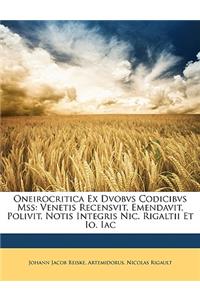 Oneirocritica Ex Dvobvs Codicibvs Mss