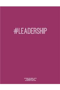 Notebook for Cornell Notes, 120 Numbered Pages, #LEADERSHIP, Plum Cover