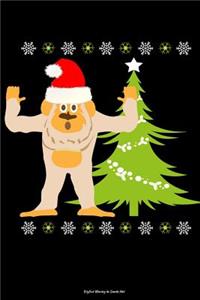Bigfoot Waving In Santa Hat