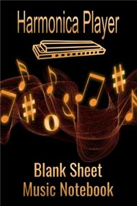 Harmonica Player Blank Sheet Music Notebook
