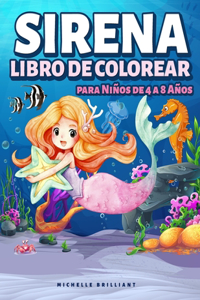 Sirena Libro de Colorear para Niños de 4 a 8 Años