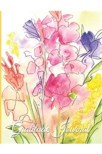 Gratitude Journal - Watercolor Painting Pink and Yellow Gladiolus