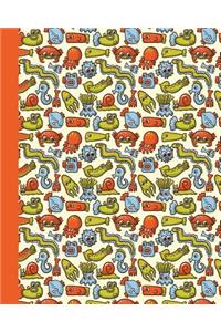 Journal: Sea Creatures (Orange) 8x10 - Lined Journal - Writing Journal with Blank Lined Pages
