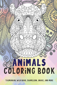 Animals - Coloring Book - Tasmanian, Wild boar, Chameleon, Snake, and more