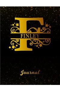 Finley Journal: Letter F Personalized First Name Personal Writing Diary Black Gold Glittery Space Effect Cover Daily Diaries for Journalists & Writers Note Taking W