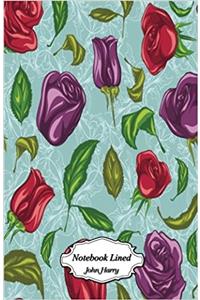 Rose Pattern Design Notebook: Blank Lined Page Softcover Journal