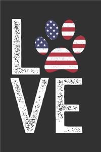 Love Dogs & USA America - Dog Lover Dogs Notebook, 6x9 Inch, 100 Page, Blank Lined, College Ruled Journal