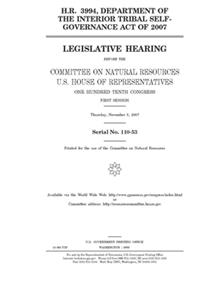 H.R. 3994, Department of the Interior Tribal Self-Governance Act of 2007
