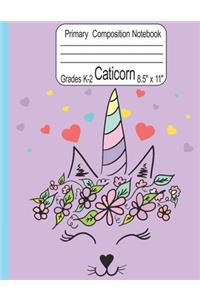 Caticorn Primary Composition Notebook Grades K-2 8.5