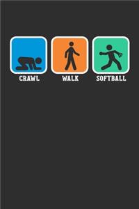 Crawl Walk Softball: Personal Planner 24 month 100 page 6 x 9 Dated Calendar Notebook For 2020-2021 Academic Year