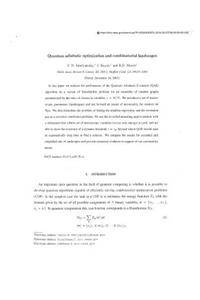 Quantum Adiabatic Optimization and Combinatorial Landscapes