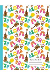 Aloha Hawaiian Summer Vacation Notebook 4x4 Quad Ruled Paper