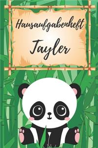 Hausaufgabenheft Tayler: personalisiertes Panda Hausaufgabenheft / Schülerplaner für 1 Schuljahr mit Wochenübersicht / mit 2x Stundenplan / DIN A 5 / 112 Seiten