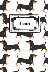 Leon: Liniertes Dachs Notizbuch oder Hund Notizheft liniert - Hunde Journal für Männer und Frauen mit Linien