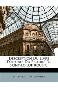 Description Du Livre D'heures Du Prieuré De Saint-Lo (De Rouen).