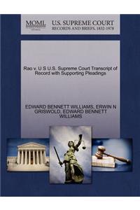 Rao V. U S U.S. Supreme Court Transcript of Record with Supporting Pleadings